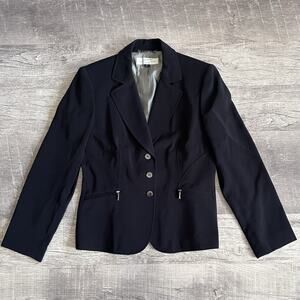 Tahari Arthur S Levine Tailored Black Blazer Suit Jacket Womens 6P Button Lined